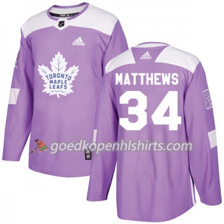 Toronto Maple Leafs Auston Matthews 34 Adidas 2017-2018 Purper Fights Cancer Practice Authentic Shirt - Mannen